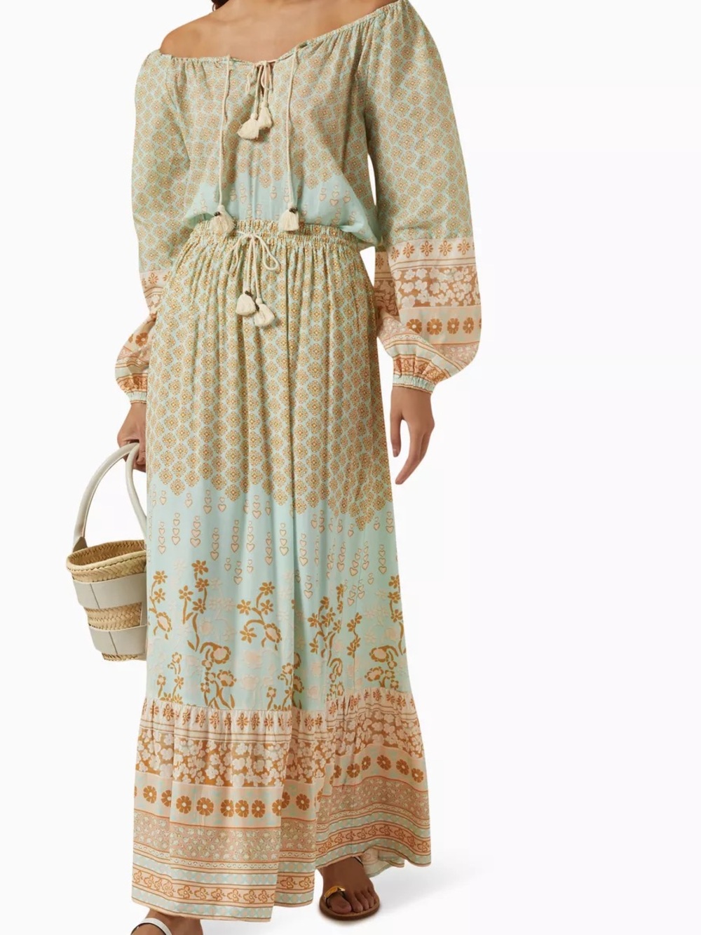 SPELL Two Piece Set Sweet Nothings Peppermint Blouse + Maxi Skirt NWT Women’s XS